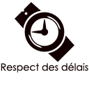 Montre avec un texte "respect des délais"